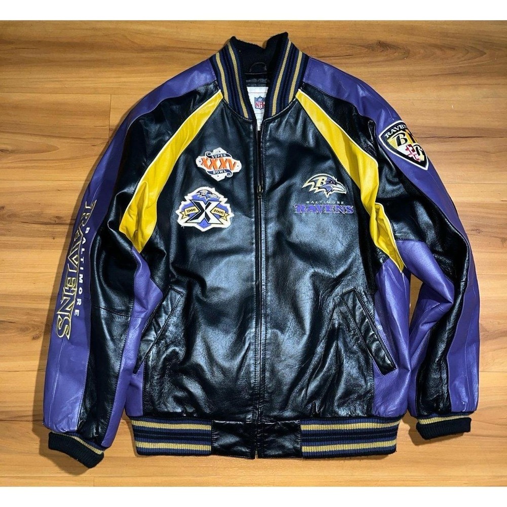 Vintage NFL Baltimore Ravens Super Bowl Champions 2006 Varsity Leather Jacket